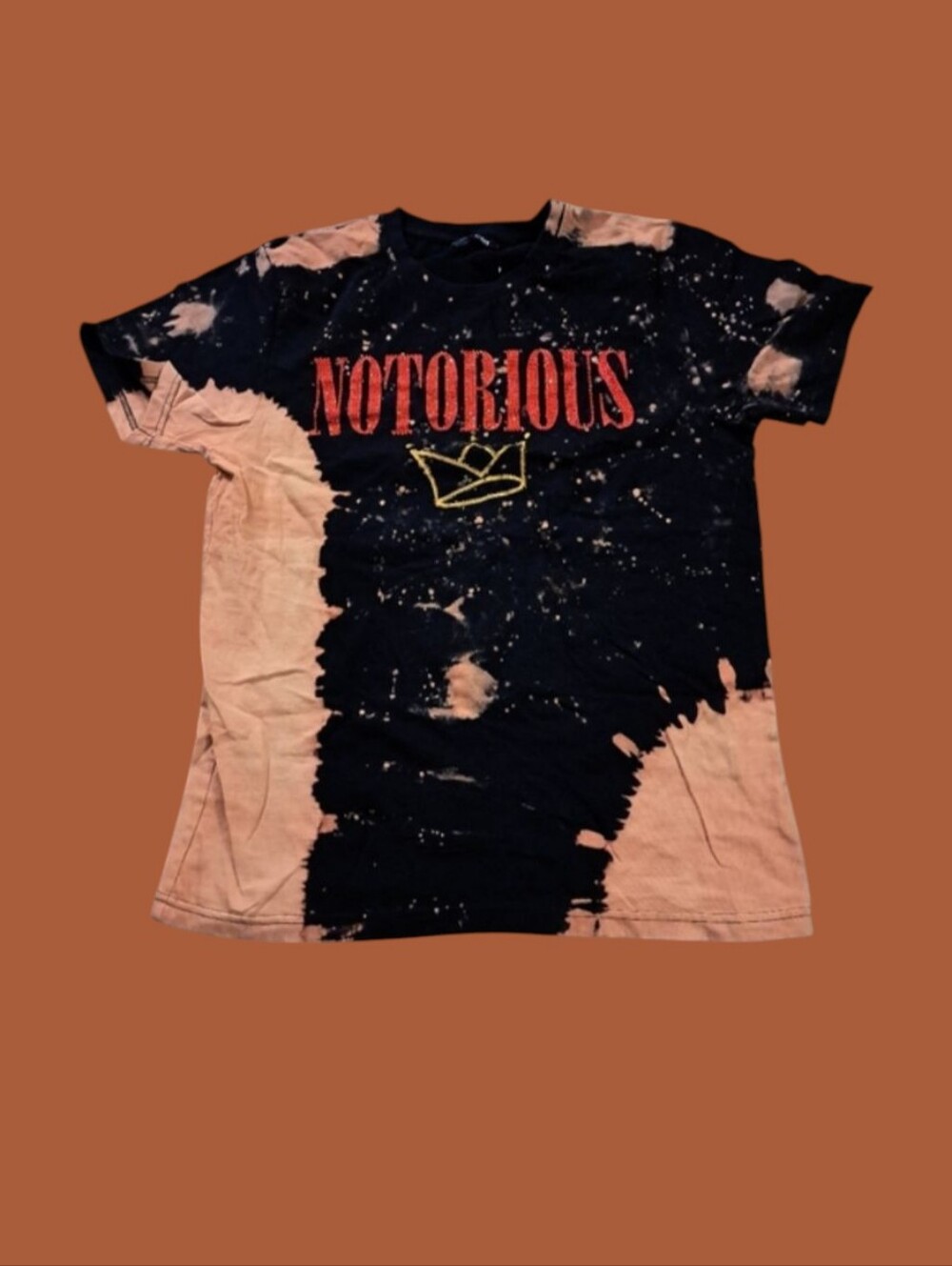Imperious 'Notorious' Tie Dye T-shirt Rhinestones Black Tan Men's Size Small